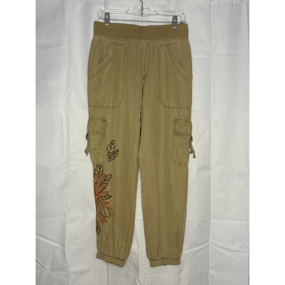 XCVI Darri Embroidered Pull-On Soft Twill Jogger Pants Women XS Beige NWT
